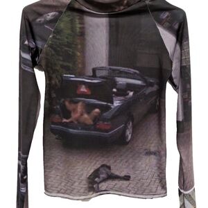 Graphic Long Sleeve Mock Neck Shirt